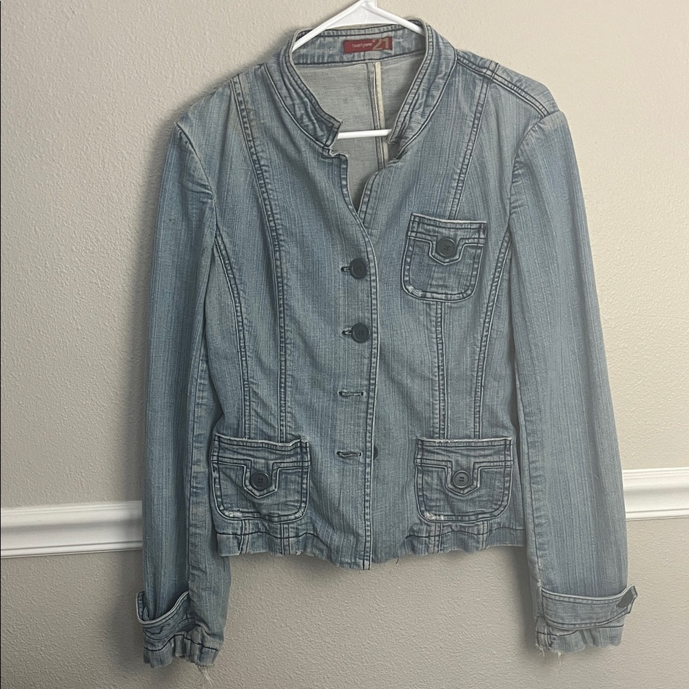 21 Denim Jacket with Button Detail